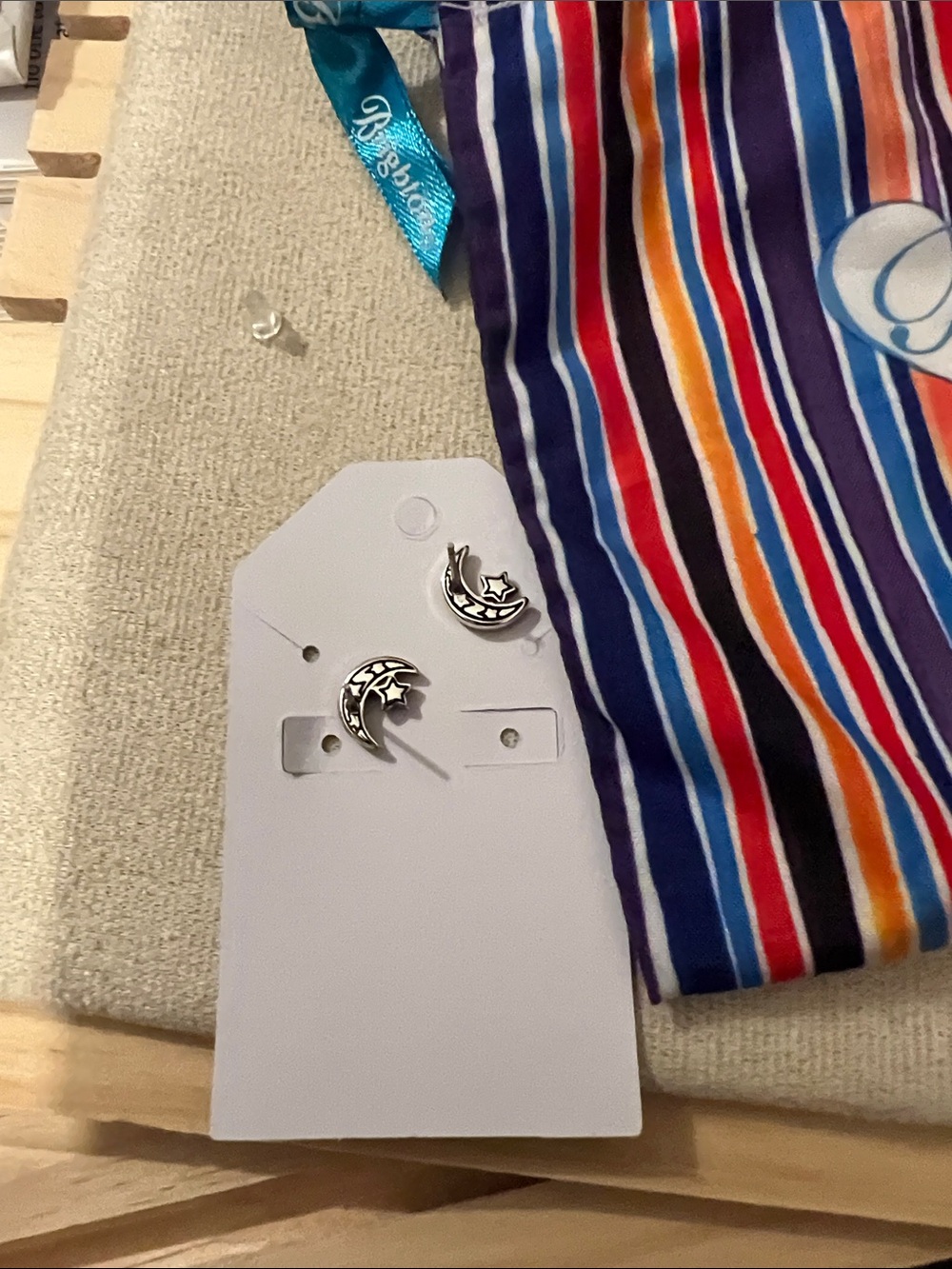 Brighton Silver Moon & Star Stud Earrings - Picture 2 of 2